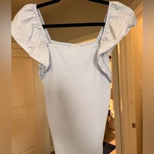 Light blue ruffle top